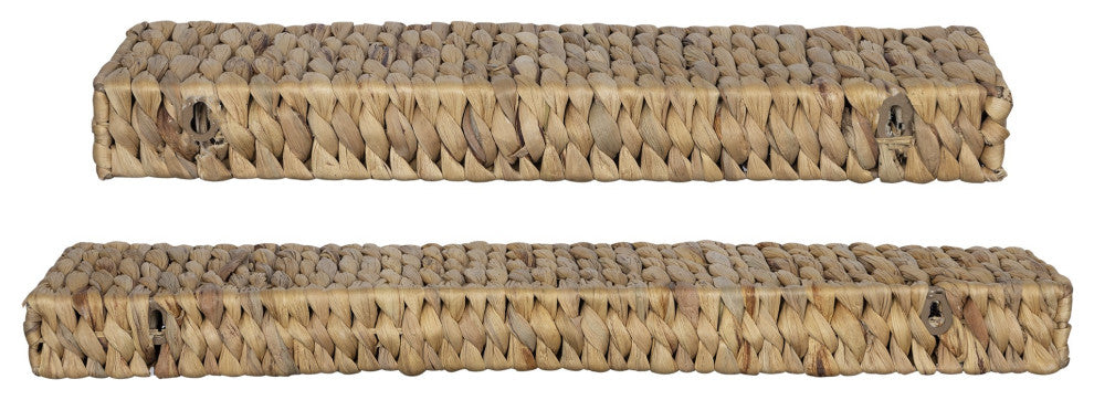 Set of Two Bohemian Rattan Floating Shelves