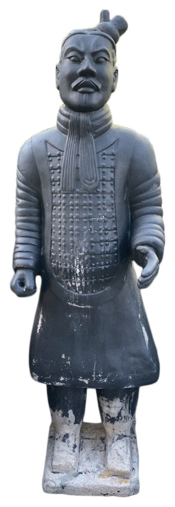Blackened Terra Cotta Warrior Statue
