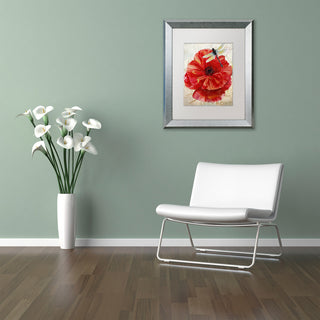Color Bakery 'Le Pavot Dragonfly', Silver Frame, White Mat, 16x20