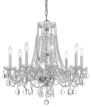 Traditional Crystal 8-Light Chandelier, Polished Chrome