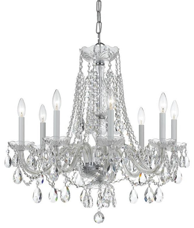 Traditional Crystal 8-Light Chandelier, Polished Chrome
