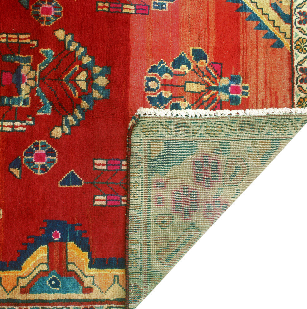 Fine Vintage Distressed Charmain Red/Beige Runner, 3'8x7'11