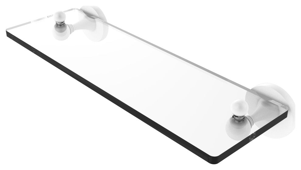 Shadwell 16" Glass Vanity Shelf with Beveled Edges, Matte White