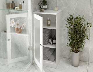 16.5" Bathroom Cabinet With Frosted Glass Doors, White