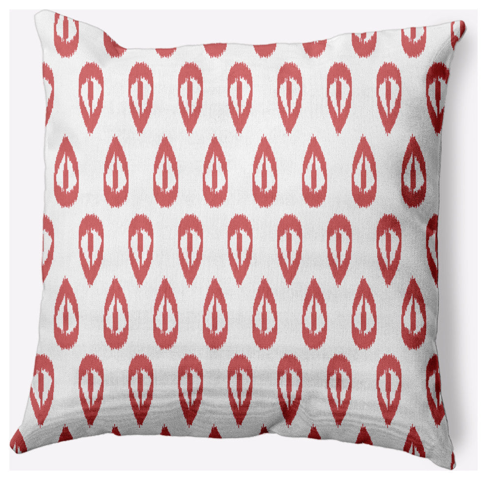 Ikat Tears Decorative Throw Pillow, Red-Orange, 16x16"
