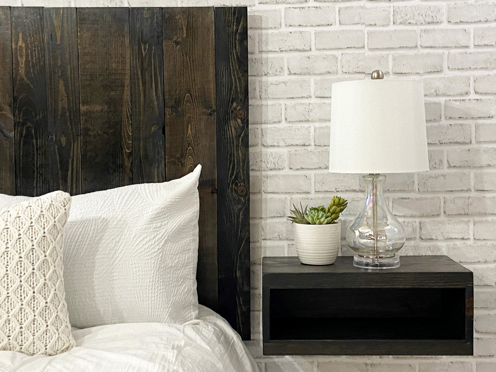 Handcrafted Headboard, Hanger Style, Black Barrel, Full