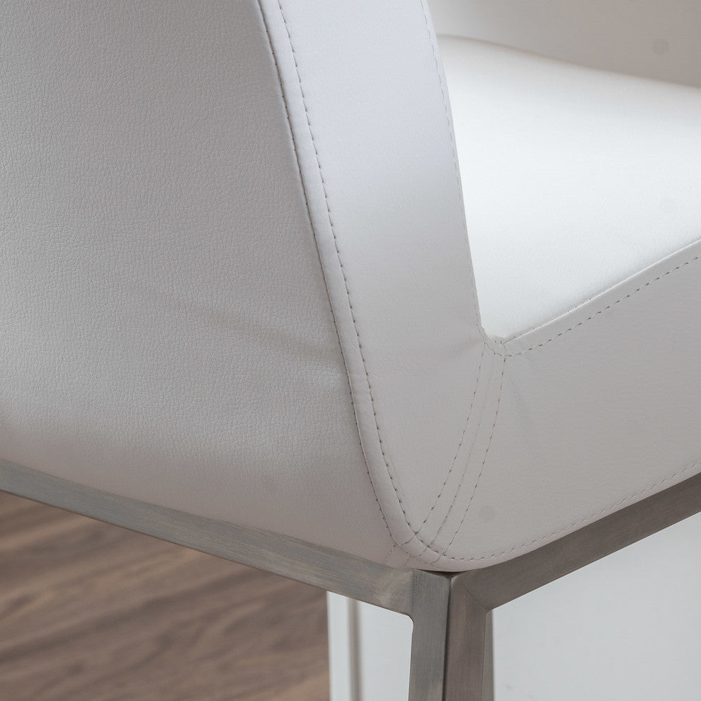 GDF Studio Jalen White Leather Bar Stools, Set of 2