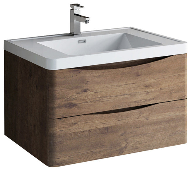 Fresca Tuscany 32" Rosewood Wall Hung Cabinet With Integrated Sink