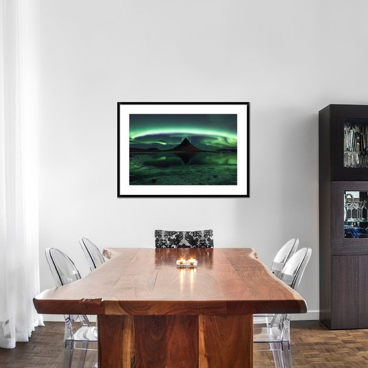 "Kirkjufell Aurora" Framed Digital Print by Philip Eaglesfield, 44x32"