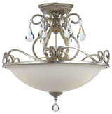 Ashton 3-Light Ceiling Mount, Olde Silver With Hand Cut Crystal