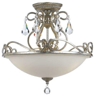 Ashton 3-Light Ceiling Mount, Olde Silver With Hand Cut Crystal