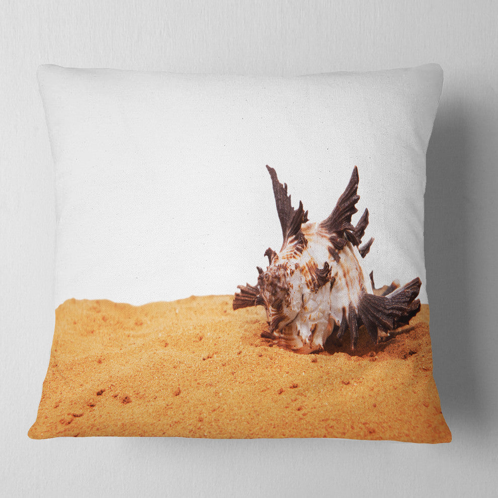 Large Sea Shells on Sand Seascape Throw Pillow, 16"x16"