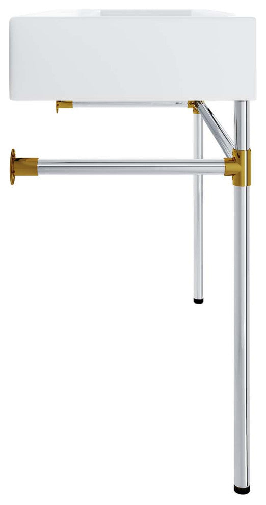 Redeem 40" Silver Stainless Steel Wall-Mount Bathroom Vanity