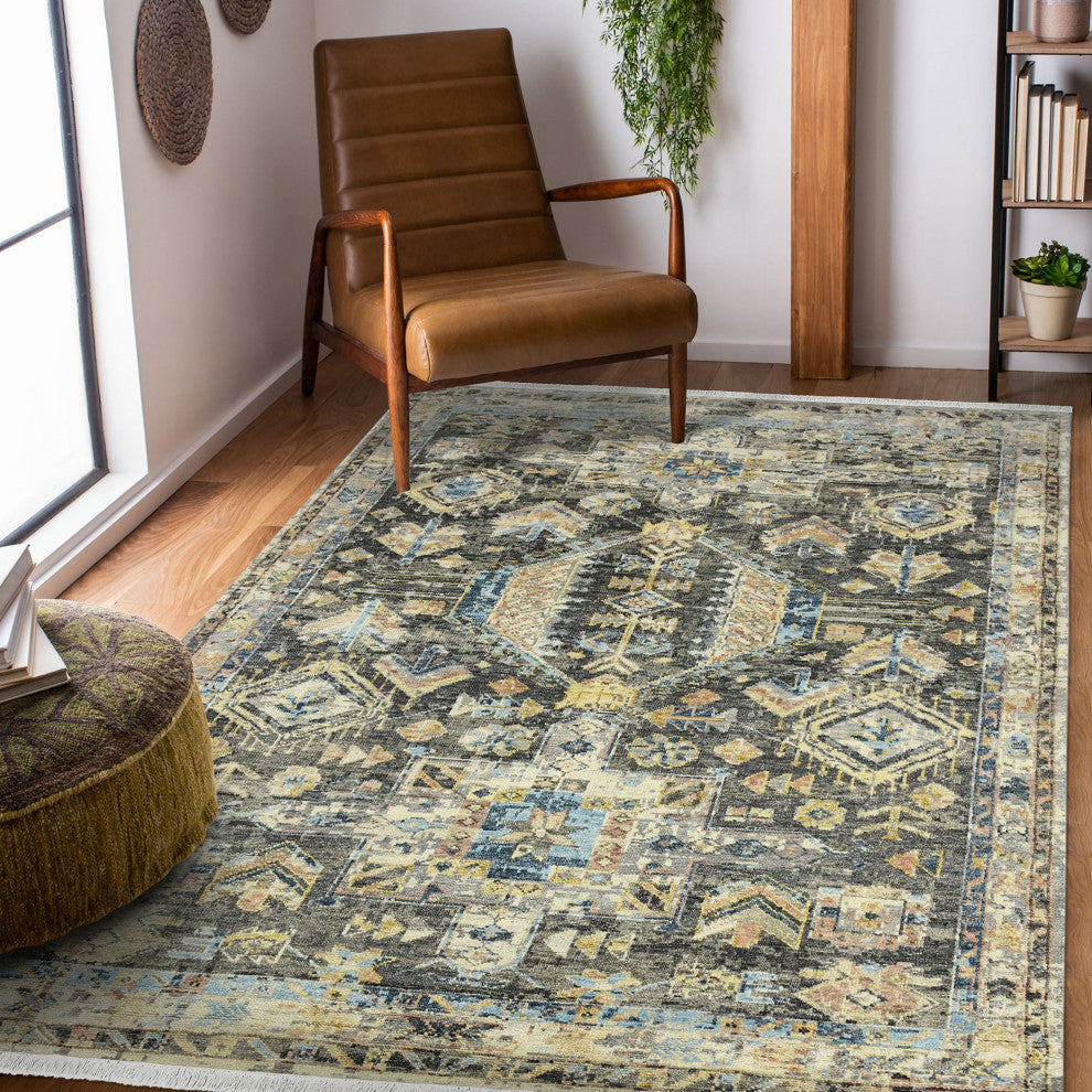 Willow Greenlee Area Rug, Gray, 10' x 14', Tribal