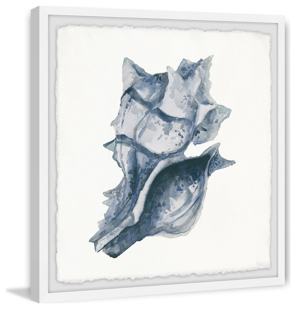 "Indigo Shell" Framed Painting Print, 24"x24"