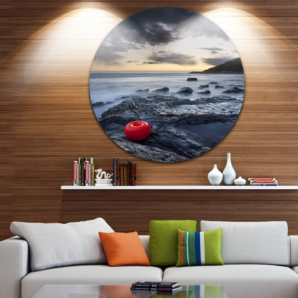 Dark Sunset At Livorno, Landscape Photo Round Wall Art, 11"