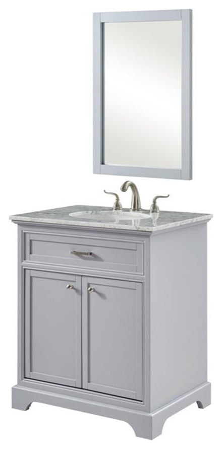 Elegant Decor Americana 30" Wood Single Bathroom Vanity in Light Gray