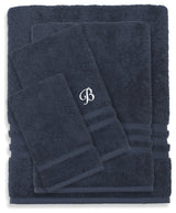Denzi 4-Piece Towel Combination Set With Monogrammed Letter, B, Twilight Blue