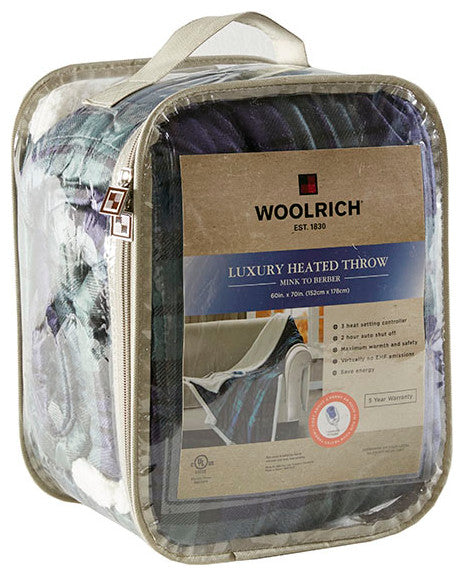 Woolrich Brewster Heated 60x70" Berber Plaid Electric Throw Blanket, Green