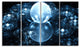 Blue Water Drops on Mirror, Abstract Wall Art Canvas, 48"x28", 4 Panels
