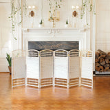3 ft. Short Fiber Weave Room Divider White 6 Panels