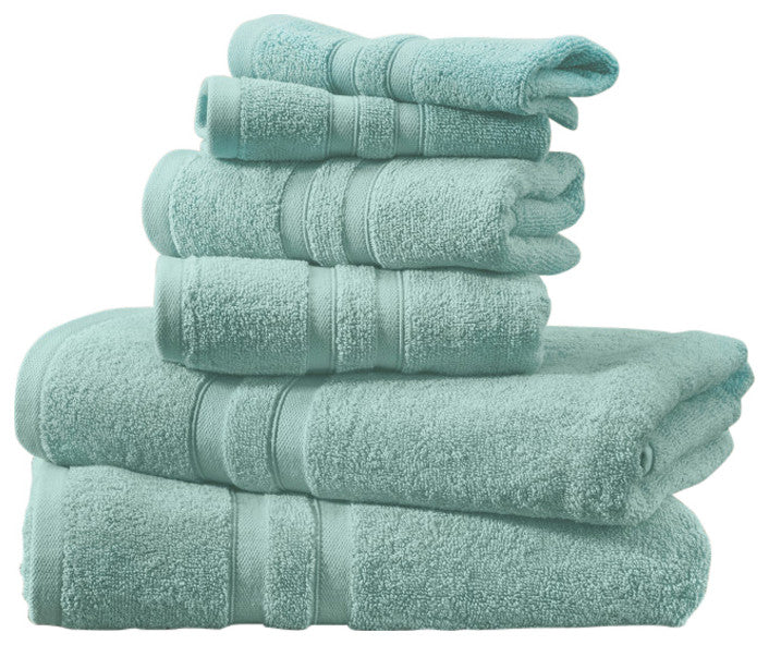 Bibb Home 6pc Oversized Solid Towel Set, Aqua