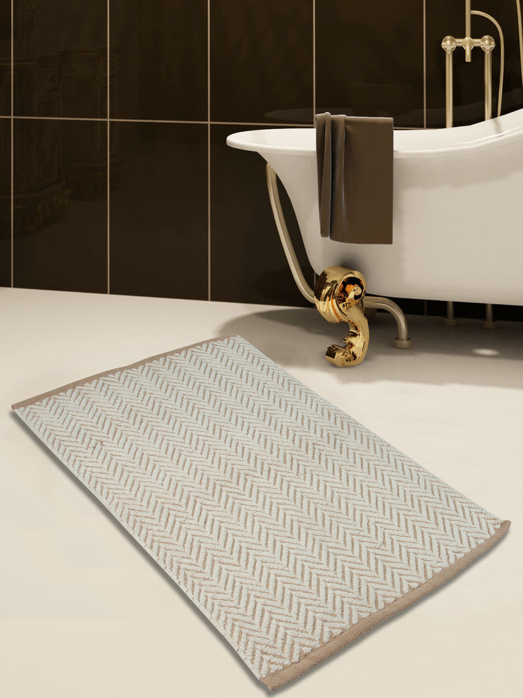 Bath Rug Cotton, Tufted 2 Piece, 34"x21" and 36"x24", Ivory and Beige, GSF 145