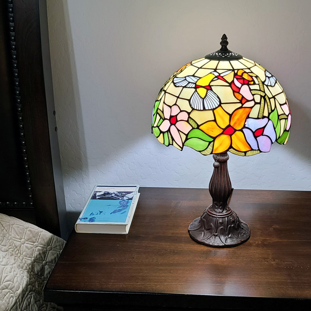 Tiffany Style Hummingbirds Table Lamp 18" Tall