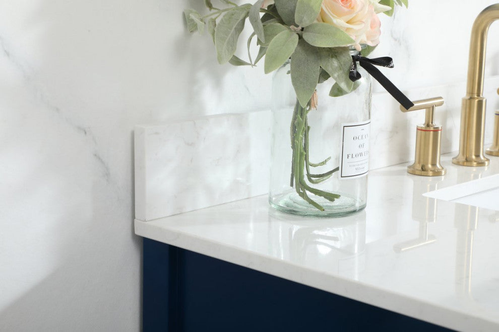 42" Single Bathroom Vanity, Blue, With Backsplash