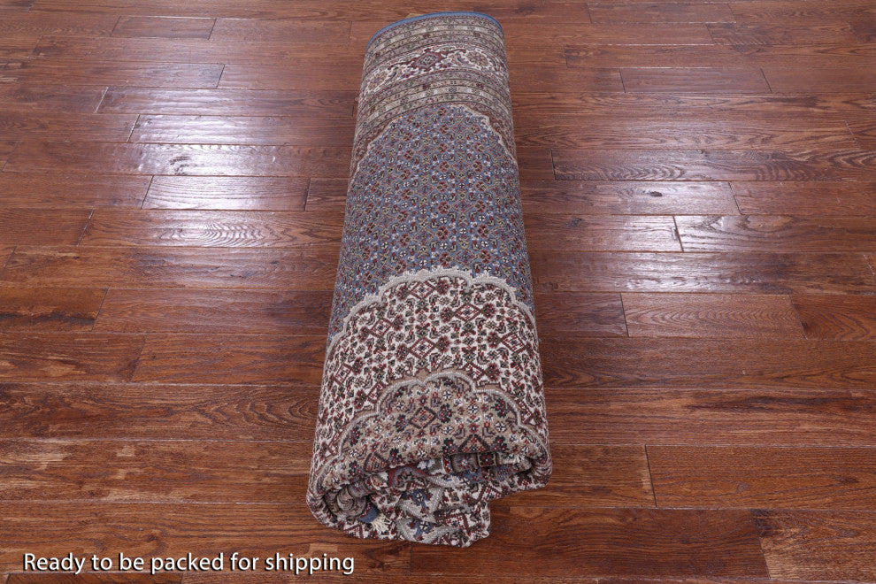 9' Square Persian Tabriz Wool & Silk Hand Knotted Rug - Q13012