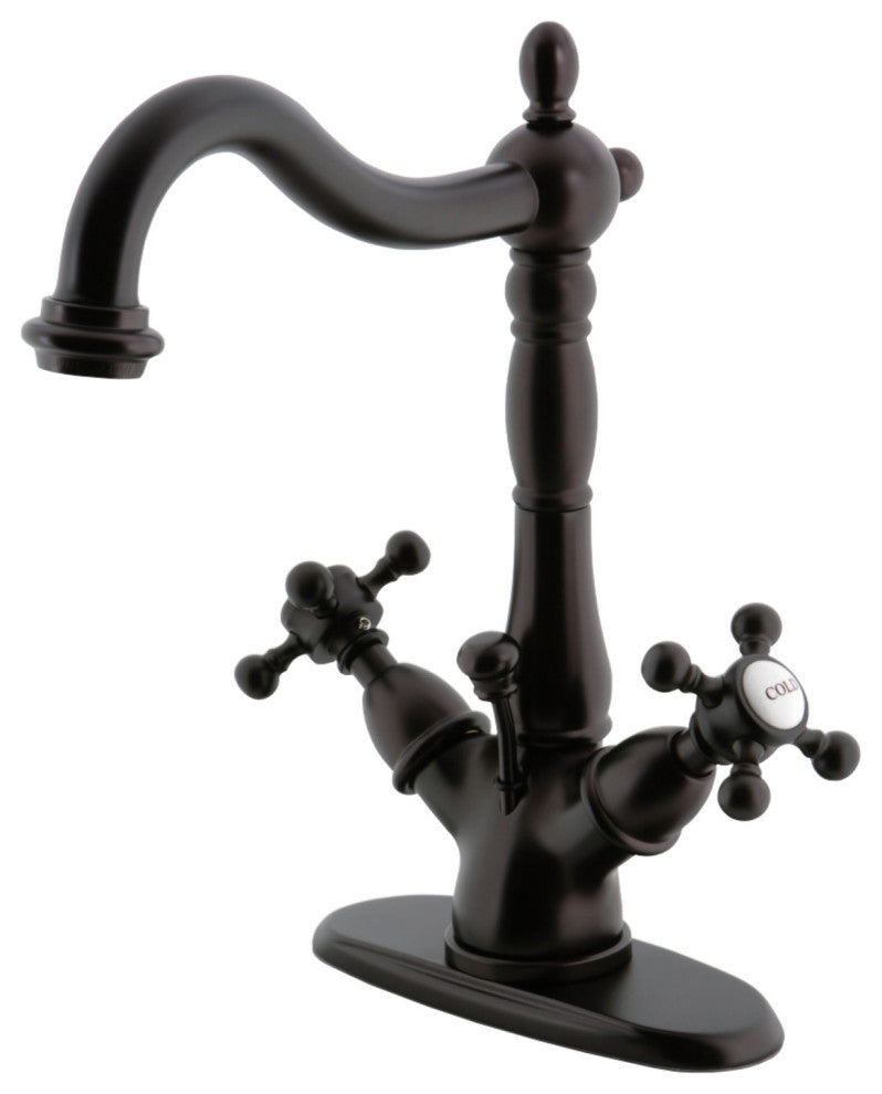 Kingston Brass Two-Handle Bathroom Faucet With Brass Pop-Up, Oil Rubbed Bronze