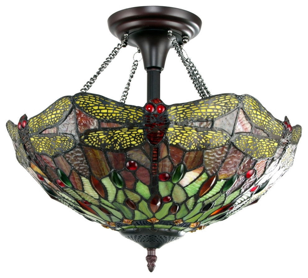 CHLOE Lighting CH3T471RD16-UF2 EMPRESS Dragonfly Bronze 2 Light Semi-Flush