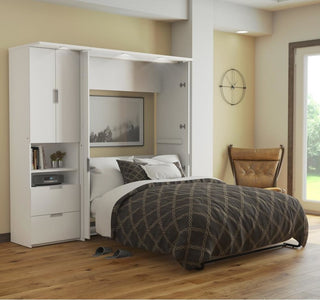 Bestar Lumina 2-Piece Full Wall Bed and Storage Unit, White