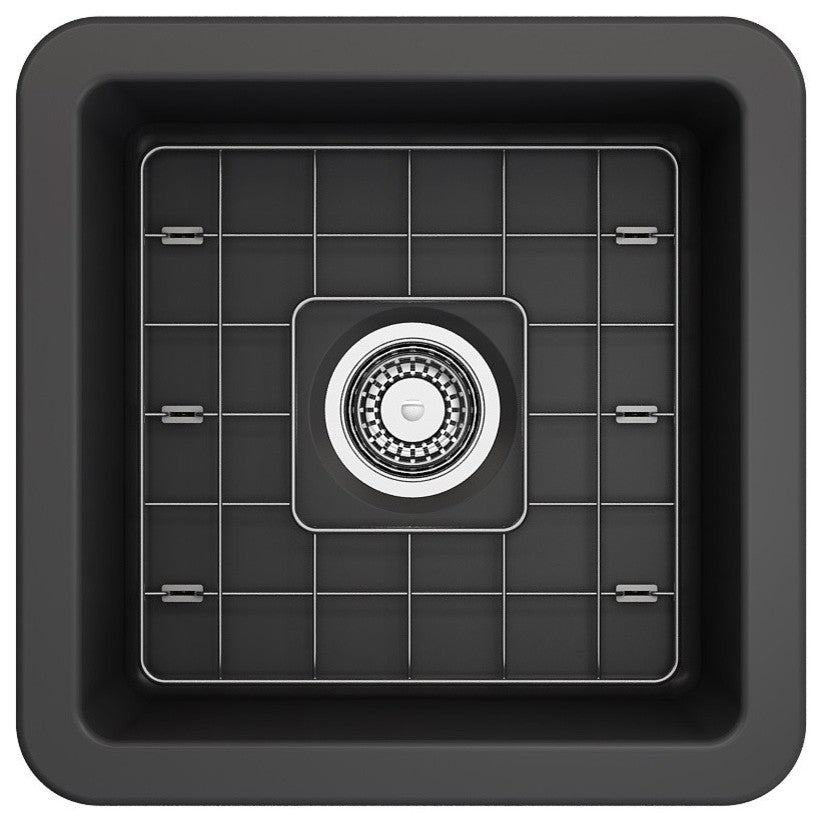 18 in. Single Bowl Kitchen Sink with Bottom Grid,Strainer in Matte Dark Gray