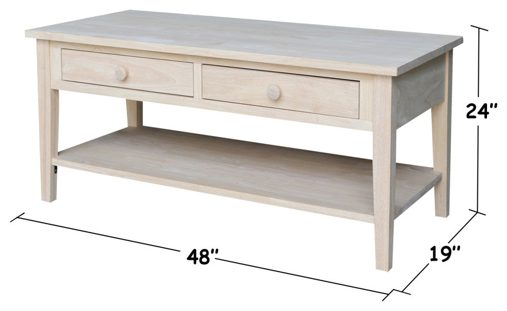 Spencer Coffee Table, Unfinished