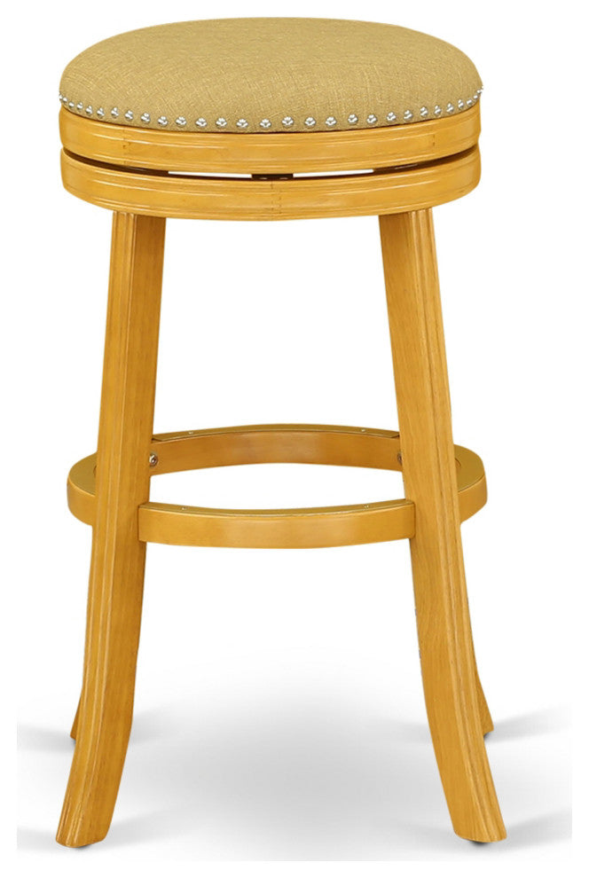 Swivel Backless Barstool 30'' Seat Height, Oak Leg, F12-16 Pu Leather Vegas Gold