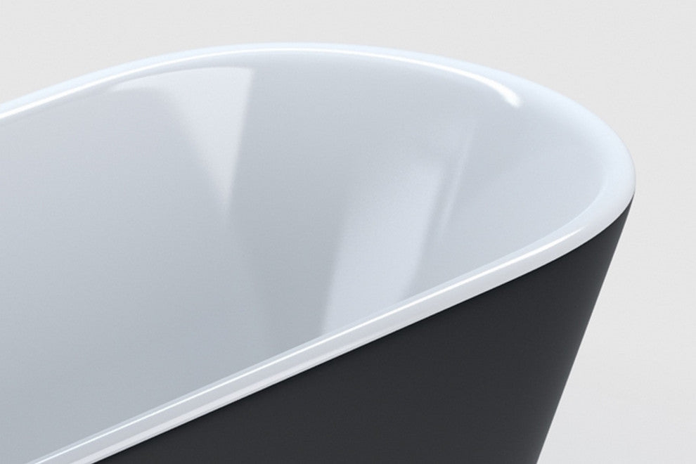 Kube Ovale 59'' White Free Standing Bathtub, Black