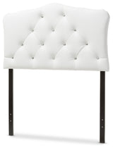 Rita White Faux Leather Button-Tufted Scalloped Twin Size Headboard