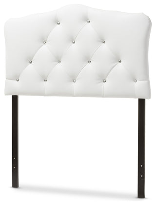 Rita White Faux Leather Button-Tufted Scalloped Twin Size Headboard