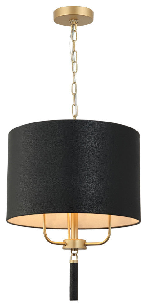 Secret Agent 3-Lt Pendant - Painted Gold/Black Leather