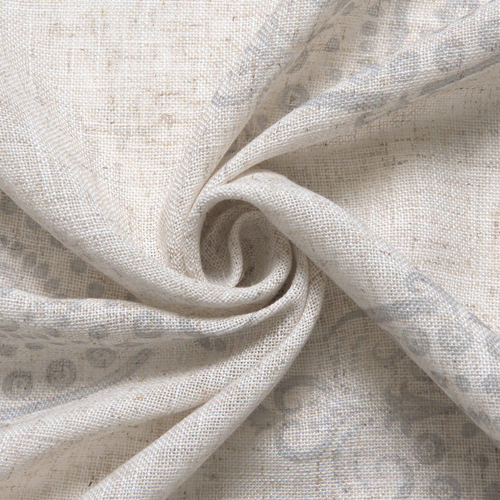 Royal Medallion Linen Blend Blackout Curtain, Grey, 52"x84"