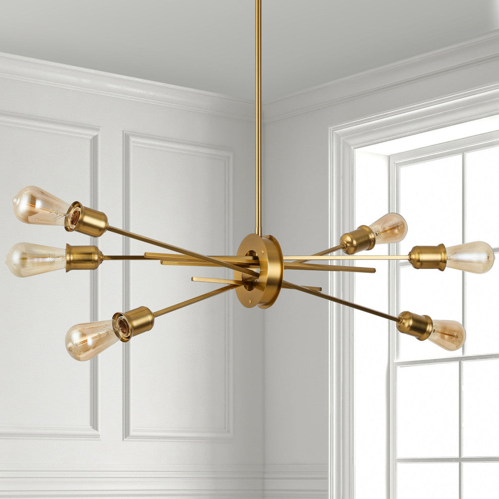 Nebraska Transitional 6 Light Aged Brass Metal Pendant