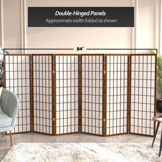 4' Tall Window Pane Shoji Screen, Walnut, 6 Panels