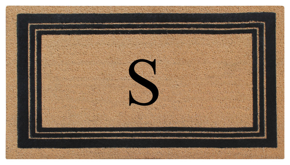 A1HC Natural Coir Monogrammed Entrance Flock Outdoor Durable Doormat 24" X 39",
