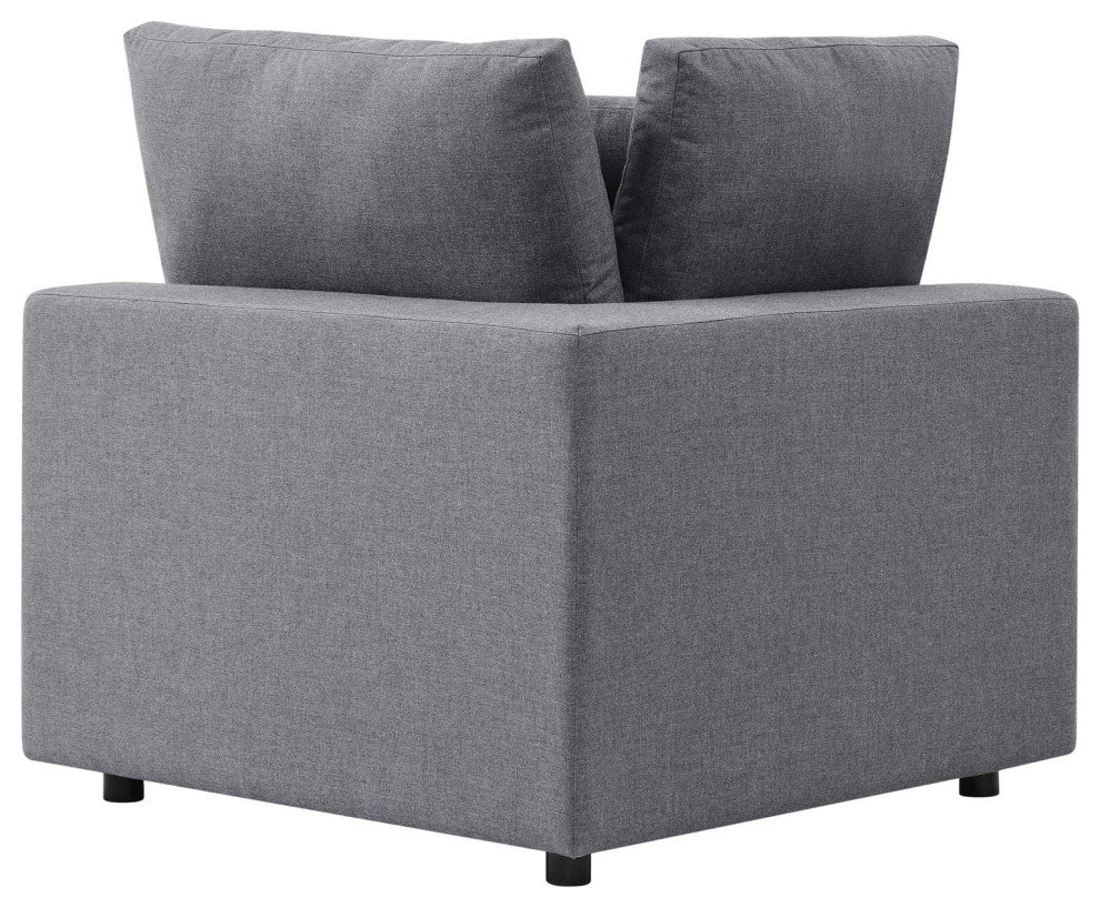 Modular Lounge Loveseat Deep Sofa, Sunbrella, Gray, Modern, Outdoor Patio