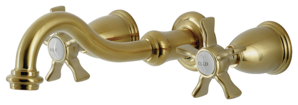 Kingston Brass KS3127NX Two-Handle Wall Mount Bathroom Faucet, Brushed Brass