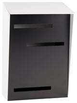 Mid Century Modern Mailbox, Two Tone White, Vertical White, Black