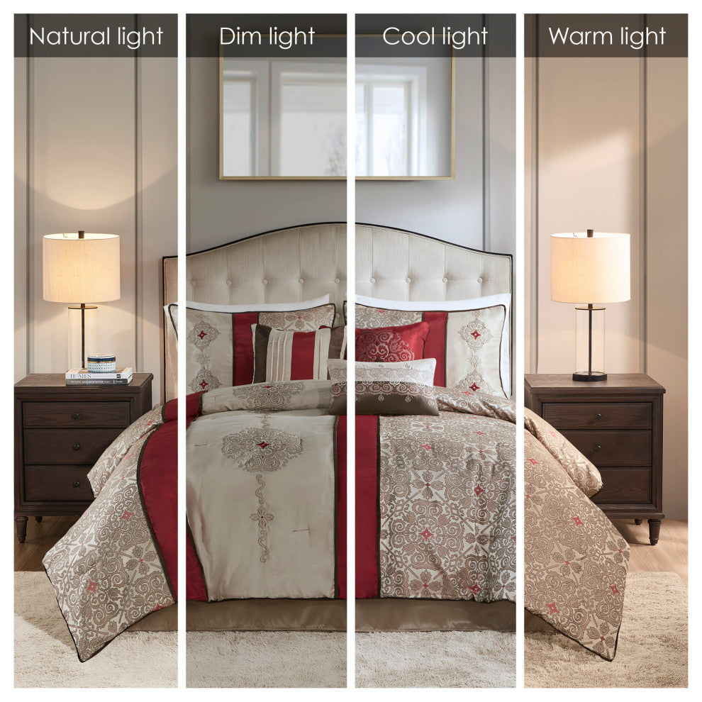 Madison Park Jacquard-Pieced 7-Piece Comforter Set With Embroidery, Queen