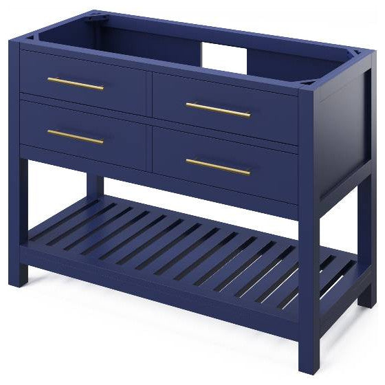 Wavecrest Contemporary Hale Blue 48" Vanity, Black Granite Vanity Top