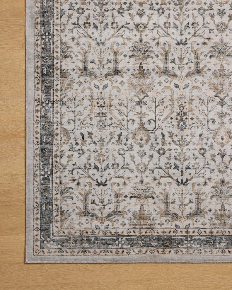 Loloi Washable Anniston Ivory/Stone Rug, 2'6"x12'